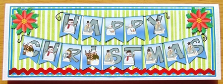 Snow People Happy Christmas Bunting Card by Joyce Watson