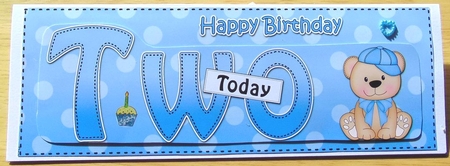 Large DL Happy Birthday TWO TODAY 3D decoupage by Joyce Watson
