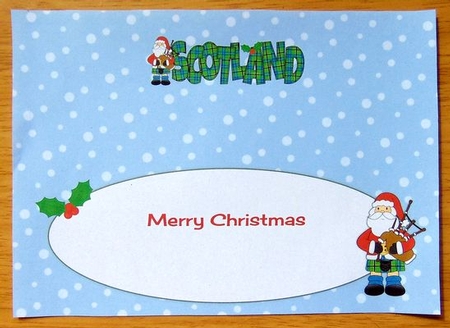 Merry Christmas from SCOTLAND Scottish Santa large dl insert by Joyce Watson