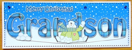 Large DL Merry Christmas GRANDSON 3D decoupage  by Joyce Watson