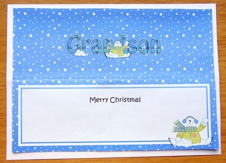 Large DL Merry Christmas GRANDSON insert by Joyce Watson