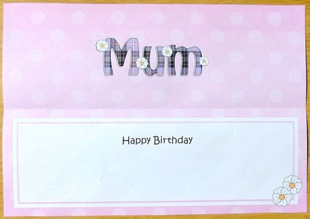 Large DL Happy Birthday MUM insert by Joyce Watson