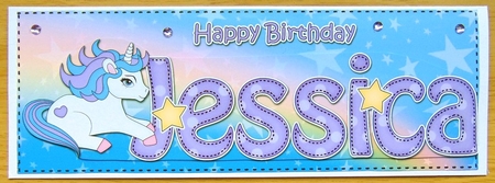 Large DL Happy Birthday JESSICA 3D decoupage by Joyce Watson
