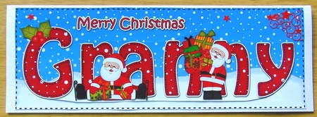 Large DL Merry Christmas GRANNY with Santa 3D decoupage by Joyce Watson