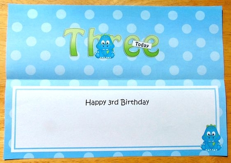 Large DL Happy Birthday THREE TODAY insert by Joyce Watson