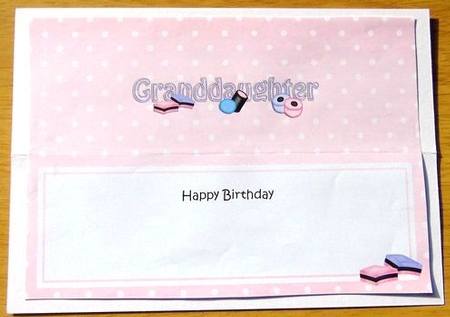 Large DL Happy Birthday GRANDDAUGHTER insert by Joyce Watson
