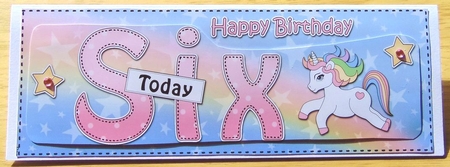 Large DL Happy Birthday SIX TODAY 3D decoupage by Joyce Watson