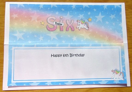 Large DL Happy Birthday SIX TODAY insert by Joyce Watson