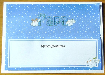 Large DL Merry Christmas PAPA insert with Tartan Snowball Sam by Joyce Watson