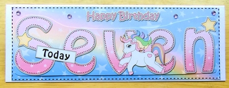 Large DL Happy Birthday SEVEN TODAY 3D decoupage by Joyce Watson