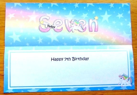 Large DL Happy Birthday SEVEN TODAY insert by Joyce Watson