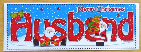 Large DL Merry Christmas HUSBAND with Santa 3D decoupage  by Joyce Watson