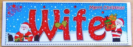 Large DL Merry Christmas WIFE with Santa 3D decoupage  by Joyce Watson
