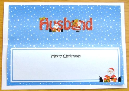 Large DL Merry Christmas HUSBAND with Santa insert by Joyce Watson