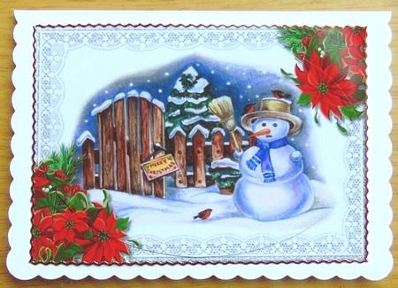 Cute Christmas Snowman quick card topper by Joyce Watson