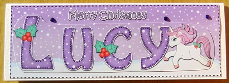 Large DL Merry Christmas LUCY 3D decoupage  by Joyce Watson