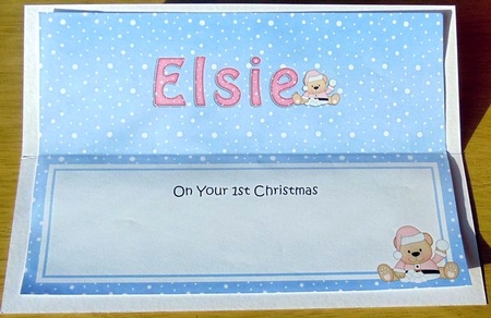 Large DL On Your 1st Christmas ELSIE insert by Joyce Watson