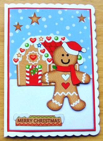 Gingerbread man with house decoupage by Joyce Watson