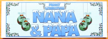 SNOW CAPPED NAMES - NANA & PAPA BAUBLES by Joyce Watson