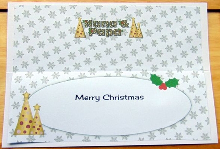 Buttons Christmas Trees Nana & Papa large dl insert by Joyce Watson