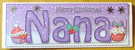 Large DL Merry Christmas NANA 3D decoupage with Cupcakes by Joyce Watson