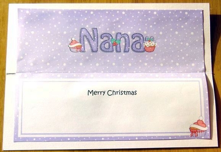 Large DL Merry Christmas NANA insert with Cupcakes by Joyce Watson