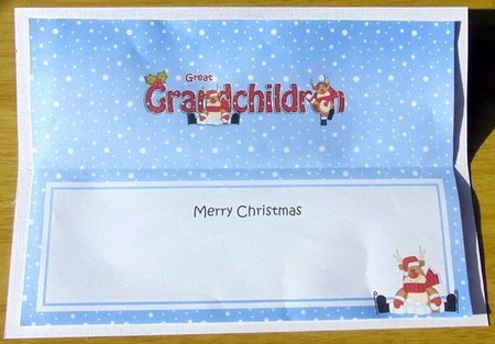 Large DL Merry Christmas GREAT GRANDCHILDREN insert with Rudolph by Joyce Watson