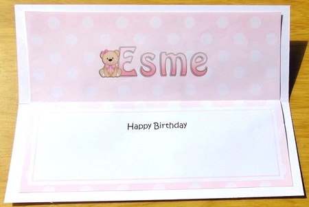 Large DL Happy Birthday ESME insert by Joyce Watson