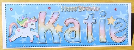 Large DL Happy Birthday KATIE 3D decoupage by Joyce Watson