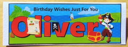 PIRATE NAME CARD - OLIVER by Joyce Watson