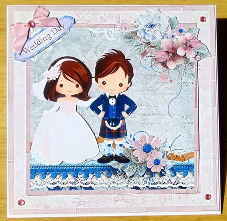 Scottish Wedding Couple 8x8 Card Mini Kit & Decoupage by Joyce Watson