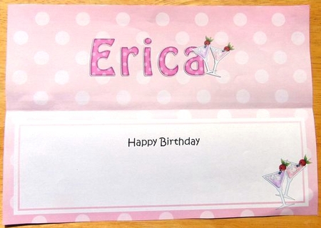 Large DL Happy Birthday ERICA insert by Joyce Watson