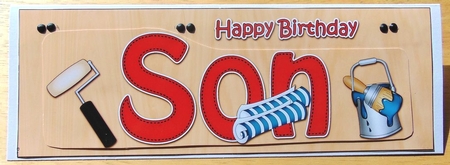 Large DL Happy Birthday SON 3D decoupage with Decorating by Joyce Watson