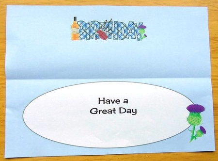 Scottish Theme BIRTHDAY large dl 3 insert by Joyce Watson