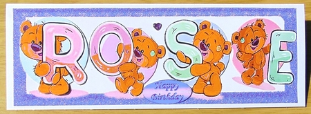 Teddy bears named Rose purple Glitter DL Card by Joyce Watson