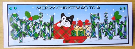 Christmas Freddie French Bulldog in a box SPECIAL FRIEND large dl by Joyce Watson
