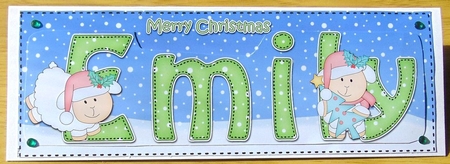 Large DL Merry Christmas EMILY 3D decoupage by Joyce Watson