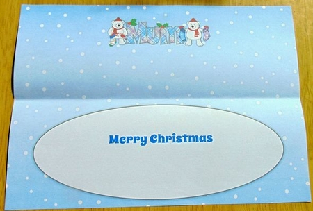 Monty Polar Bear and friend with Christmas stockings MUM large dl insert by Joyce Watson