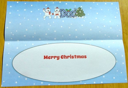 Monty Polar Bear and friend decorating the Christmas tree DAD large dl insert by Joyce Watson