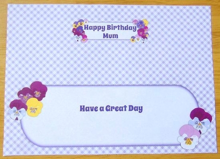 Pansies BIRTHDAY MUM large dl insert by Joyce Watson