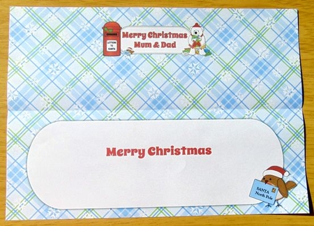 Monty Polar Bear lots of letters to Santa MUM & DAD large dl 2 insert by Joyce Watson