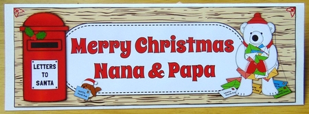 Monty Polar Bear lots of letters to Santa NANA & PAPA large dl by Joyce Watson