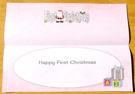 Santa with Teddy FIRST CHRISTMAS large dl 2 insert by Joyce Watson