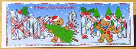Gingerbread men with Christmas Trees NANA & PAPA large dl by Joyce Watson