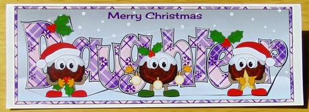 Crazy Christmas Puddings with Christmas decorations DAUGHTER large dl by Joyce Watson