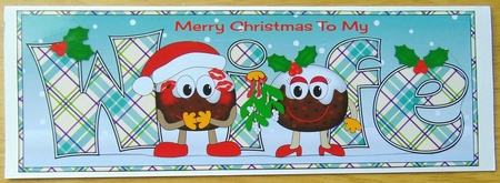 Crazy Christmas Pudding Couple with Mistletoe WIFE large dl 3 by Joyce Watson
