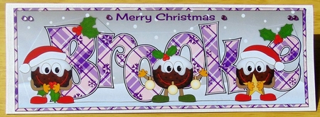 Crazy Christmas Puddings with Christmas decorations BROOKE large dl by Joyce Watson