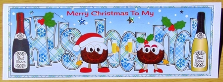 Crazy Christmas Pudding Couple with Champagne HUSBAND large dl 2 by Joyce Watson