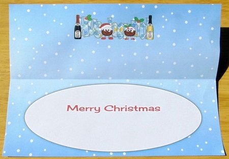 Crazy Christmas Pudding Couple with Champagne HUSBAND large dl 2 insert by Joyce Watson