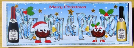 Crazy Christmas Pudding Couple with Champagne NANA & PAPA large dl 2 by Joyce Watson